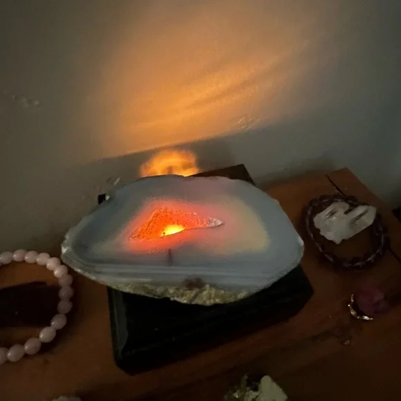 Natural Banded Agate Geode Slice - Picture 10 of 15